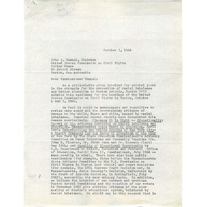Letter to chairman of United States Commission on Civil Rights.