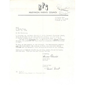 Letter, CItywide Parents' Advisory Council co-chairs, February 2, 1981.