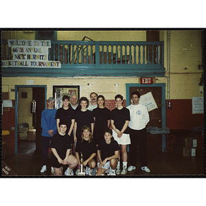 Group portrait of the winning team of the 66th Annual Nate Hurwitz Basketball Tournament