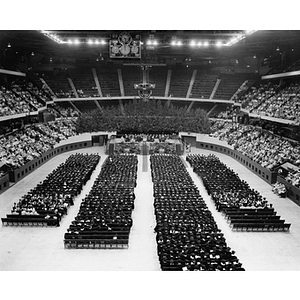 Aerial view of 1954 commencement ceremony