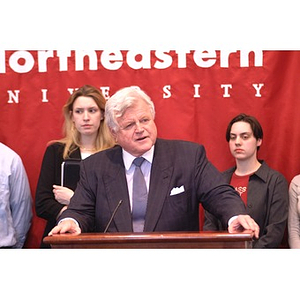 Senator Kennedy speaks at press conference on student financial aid cuts