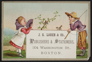 Trade card for J.S. Locke & Co., publishers & stationers, 304 Washington Street, Boston, Mass., 1881