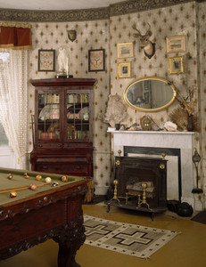 Billiard room, showing fireplace wall, Castle Tucker, Wiscasset, Maine