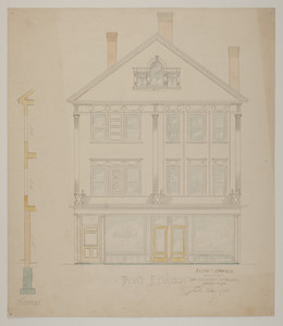 Front elevation of store with two-and-a-half stories of apartments, undated