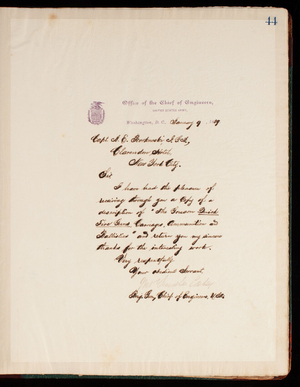 Thomas Lincoln Casey Letterbook (1888-1895), Thomas Lincoln Casey to Captain A. E. Blorkoski, January 9, 1889