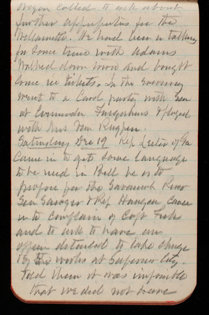 Thomas Lincoln Casey Notebook, October 1891-December 1891, 90, Oregon called to ask about