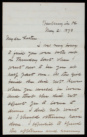 Thomas Lincoln Casey to General Silas Casey, May 21, 1873