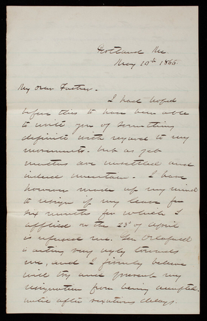 Thomas Lincoln Casey to General Silas Casey, May 29, 1866