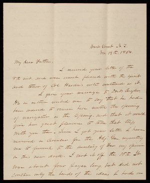 Thomas Lincoln Casey to General Silas Casey, November 19, 1854