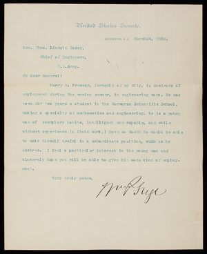 William P. Frye to Thomas Lincoln Casey, March 24, 1892