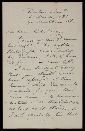Robert Winthrop to Thomas Lincoln Casey, March 5, 1885