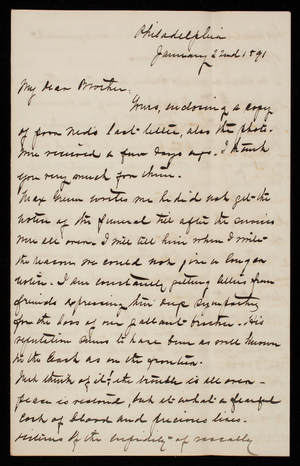 Admiral Silas Casey to Thomas Lincoln Casey, January 22, 1891