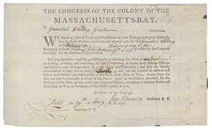 Appointment as lieutenant in Massachusetts militia, 19 May 1775