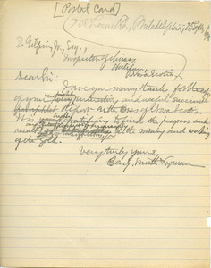 Letter from Benjamin Smith Lyman to Edwin Gilpin, Jr.