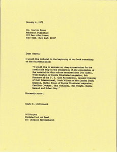 Letter from Mark H. McCormack to Marvin Brown