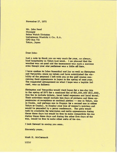 Letter from Mark H. McCormack to John Read