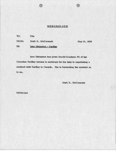 Memorandum to Jean Shrimpton-Yardley file