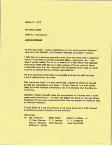 Memorandum from Mark H. McCormack to executive staff