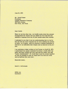 Letter from Mark H. McCormack to David Foster