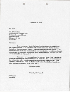 Letter from Mark H. McCormack to John Letters