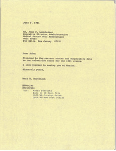 Letter from Mark H. McCormack to John D. Laupheimer