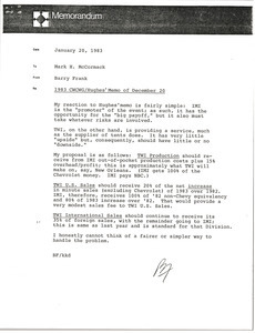 Memorandum from Barry Frank to Mark H. McCormack