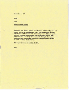 Memorandum from Judy A. Chilcote to Mark H. McCormack