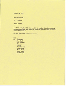 Memorandum from H. R. Borger to worldwide staff