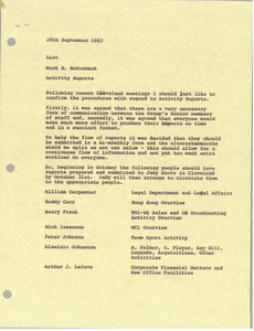 Memorandum from Mark H. McCormack to list