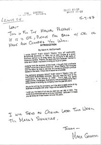 Fax from Mark Goddster to Laurie Roggenburk