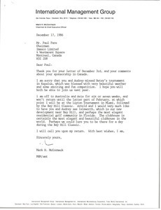 Letter from Mark H. McCormack to Paul Pare