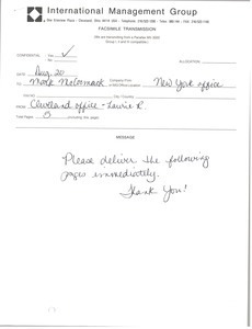 Fax from Laurie Roggenburk to Mark H. McCormack