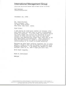 Letter from Mark H. McCormack to Alan Flusser