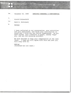 Memorandum from Mark H. McCormack to Arnold Schoenfeld