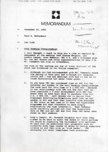 Memorandum from Ian Todd to Mark H. McCormack