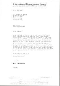 Letter from Mark H. McCormack to Brenda Blumberg