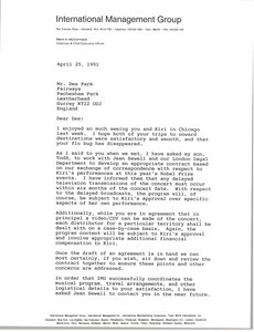 Letter from Mark H. McCormack to Des Park