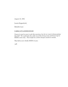 Memorandum from Michelle Lane to Laurie Roggenburk