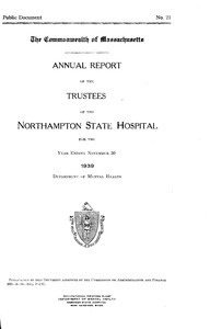 Annual Report of the Trustees of the Northampton State Hospital, for the year ending November 30, 1939. Public Document no. 21