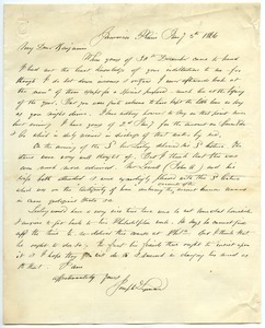 Letter from Joseph Lyman to Benjamin Smith Lyman