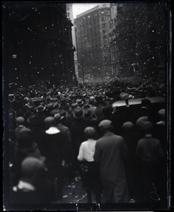 Confetti-strewn reception for Gov. Alfred E. Smith in the Financial District, Boston