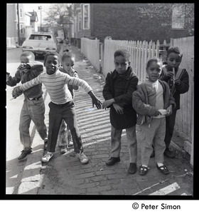 African American children playing in the street