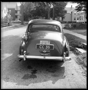 Rolls Royce owned by the Brotherhood of the Spirit commune, parked outside the commune house on Chestnut Street