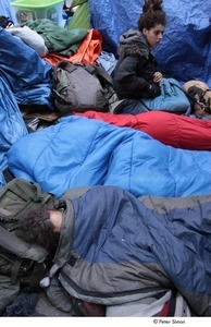 Occupy Wall Street: demonstrators in sleeping bags