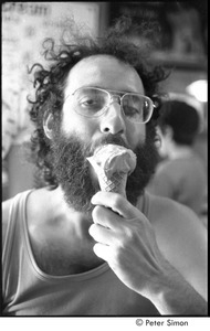 Ram Dass retreat at David McClelland's: man eating an ice cream cone
