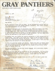 Letter from the Gray Panthers to Harvey Wasserman