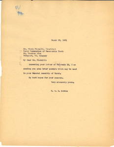 Letter from W. E. B. Du Bois to World Federation of Democratic Youth