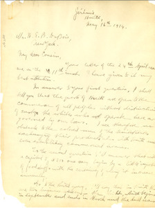 Letter from Alfred E. Du Bois to W. E. B. Du Bois