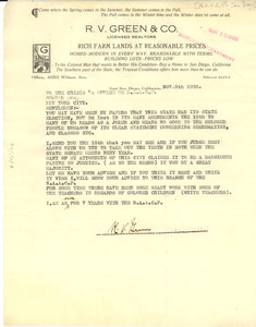 Letter from R. V. Green to W. E. B. Du Bois