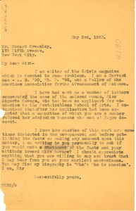 Letter from W. E. B. Du Bois to Howard Greenley